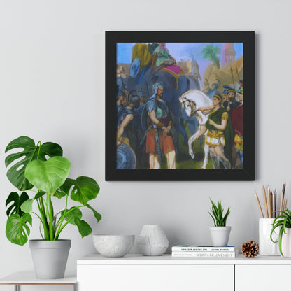 King Porus Surrender to Alexander the Great Framed Painting Poster