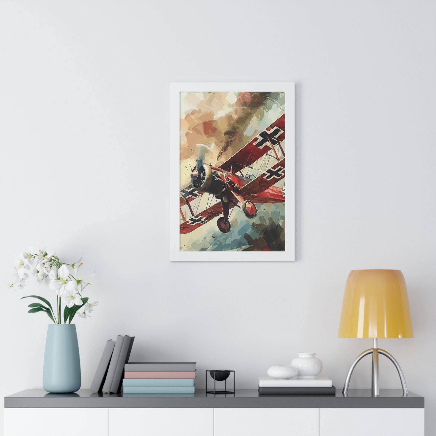 Gerahmtes Poster Red Baron Flugzeug