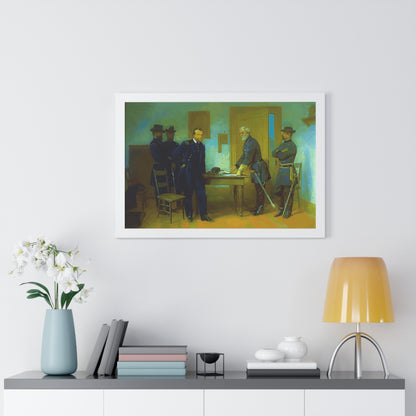 Robert E. Lee Surrenders at Appomattox to General Grant Framed Painting Poster