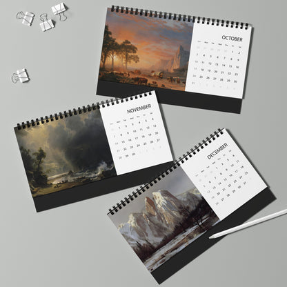 2027 Landscape Desk Calendar — Scenic Grid Desktop Calendar with Monthly Dates