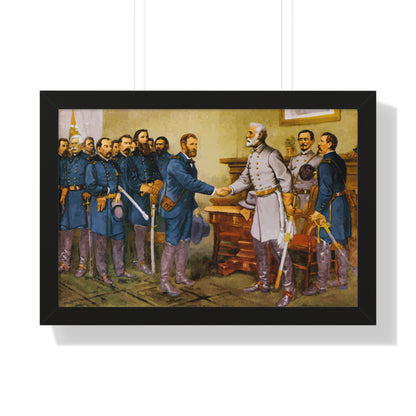 General Robert E. Lee surrenders at Appomattox Court House Framed Painting Poster