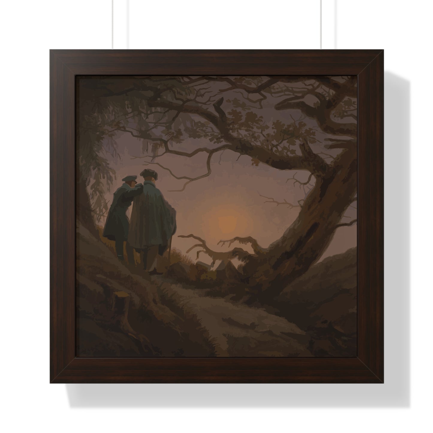 Historical Two Men Contemplating the Moon Framed Painting Poster