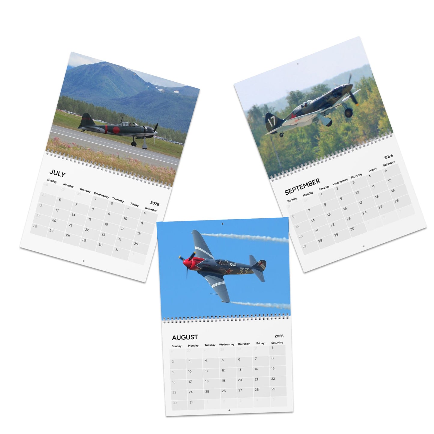 Vintage World War 2 Aircraft 2026 (Grid Style) Calendar