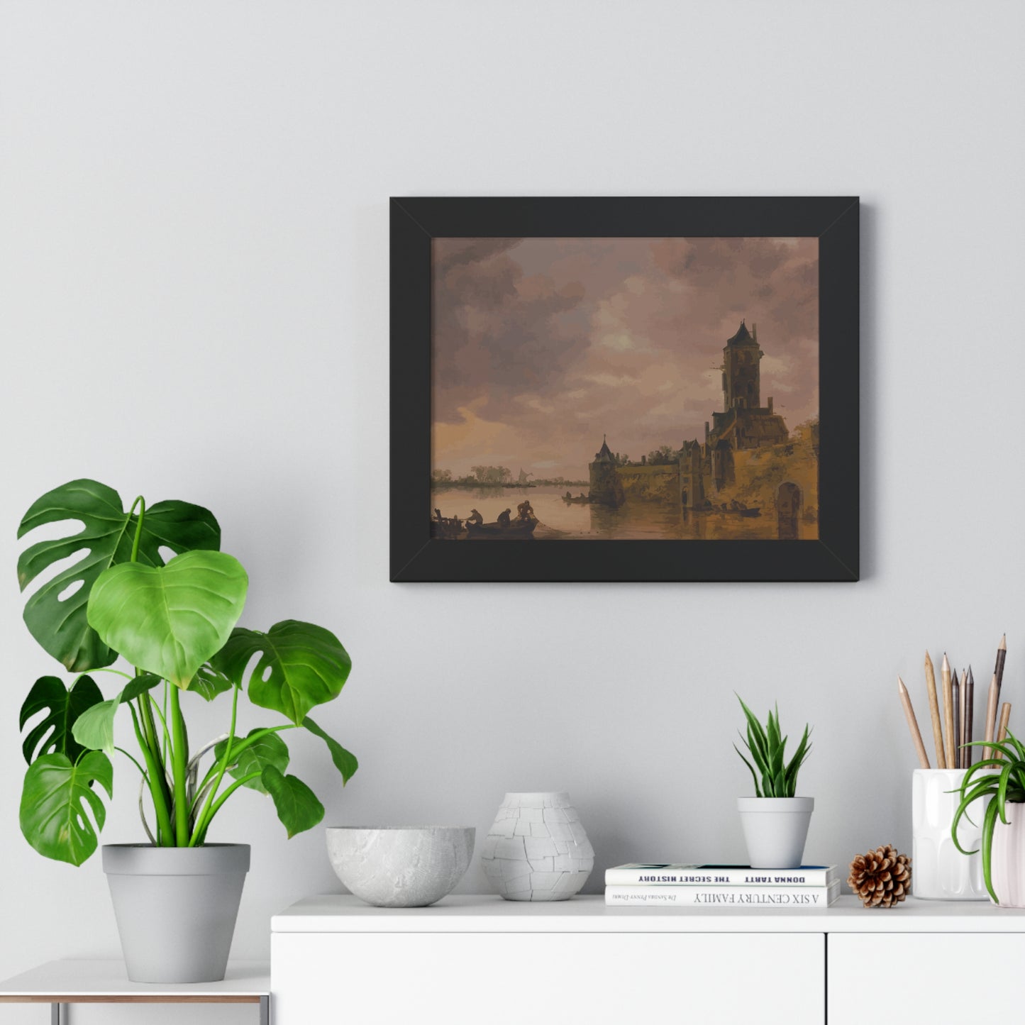 Castle by the Lake Framed Painting Poster