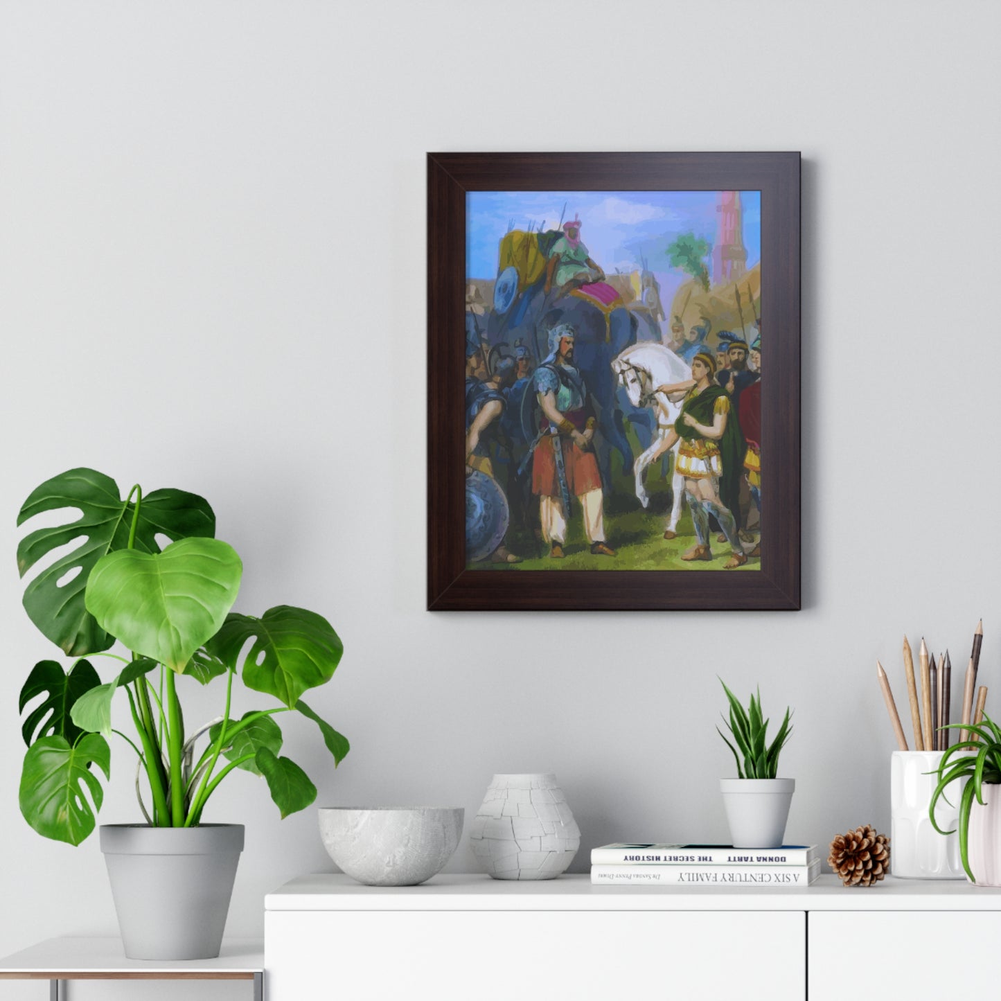 King Porus Surrender to Alexander the Great Framed Painting Poster