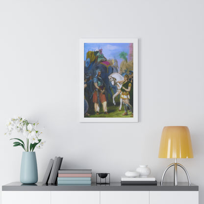 King Porus Surrender to Alexander the Great Framed Painting Poster