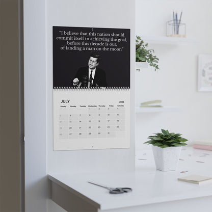 President John F. Kennedy Quote (Grid Style) 2026 Calendar