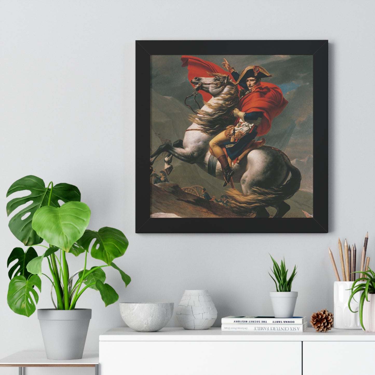 Historical Napoleon Bonaparte at the Great St. Bernard Mountain Alps Painting Poster