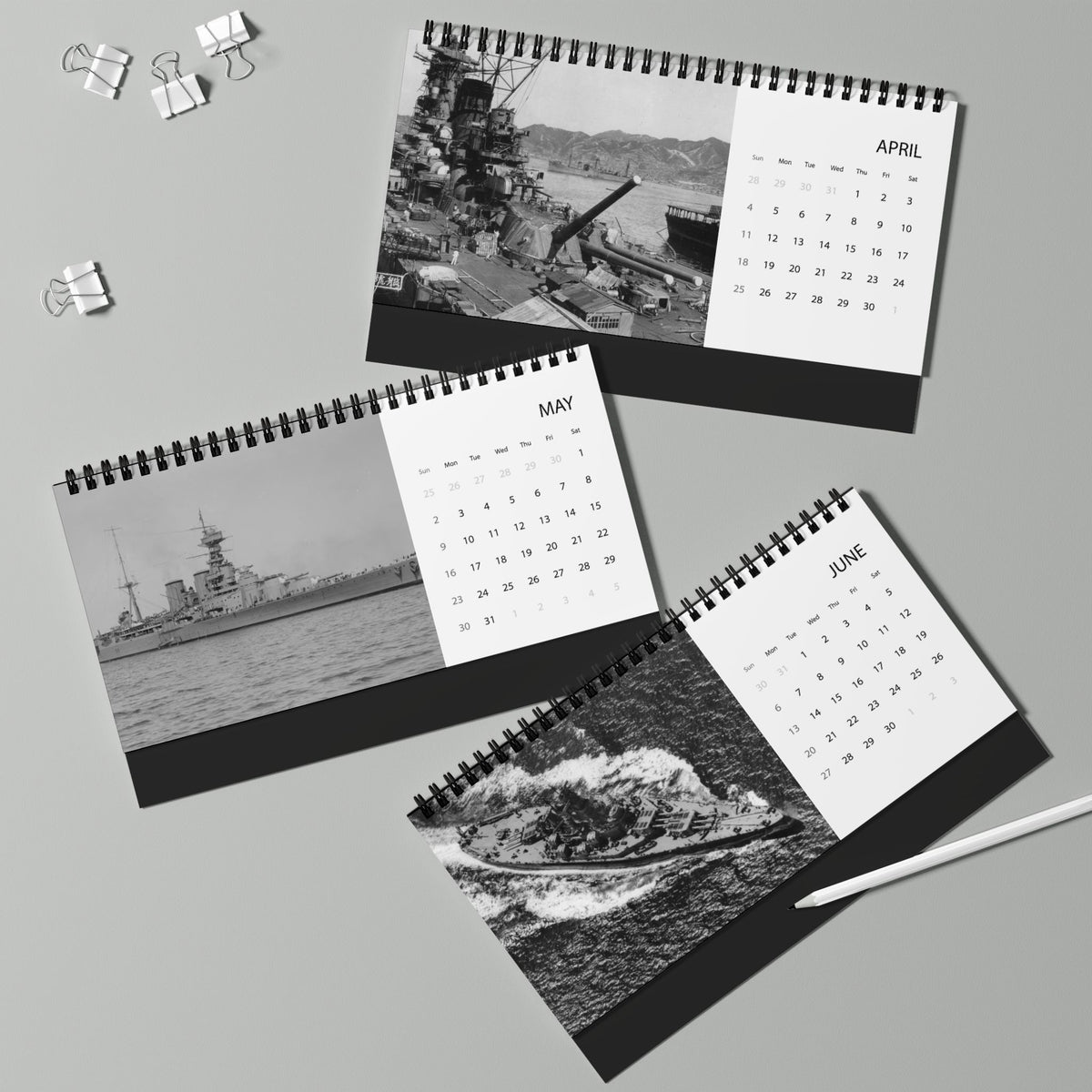 World War II Battleships 2027 Desktop Calendar
