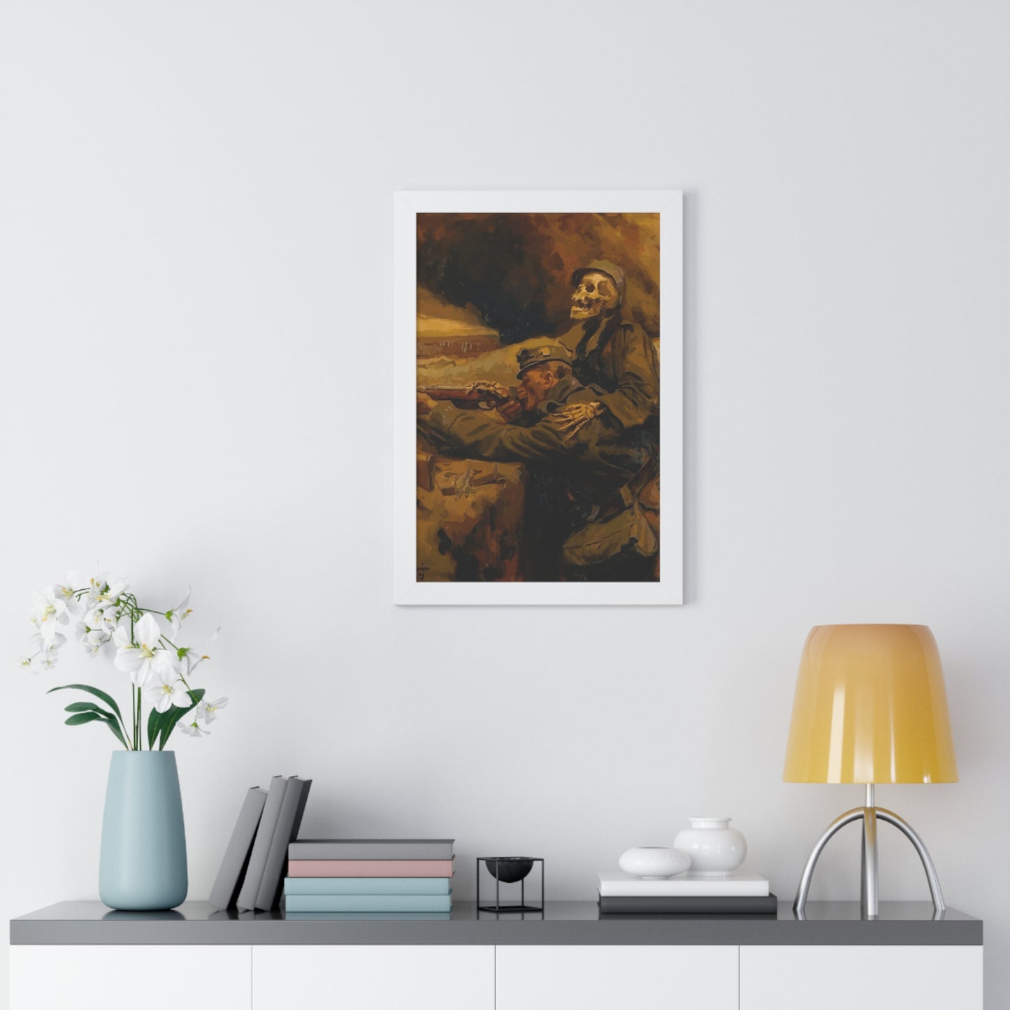 Death and the Soldier Framed Painting Poster