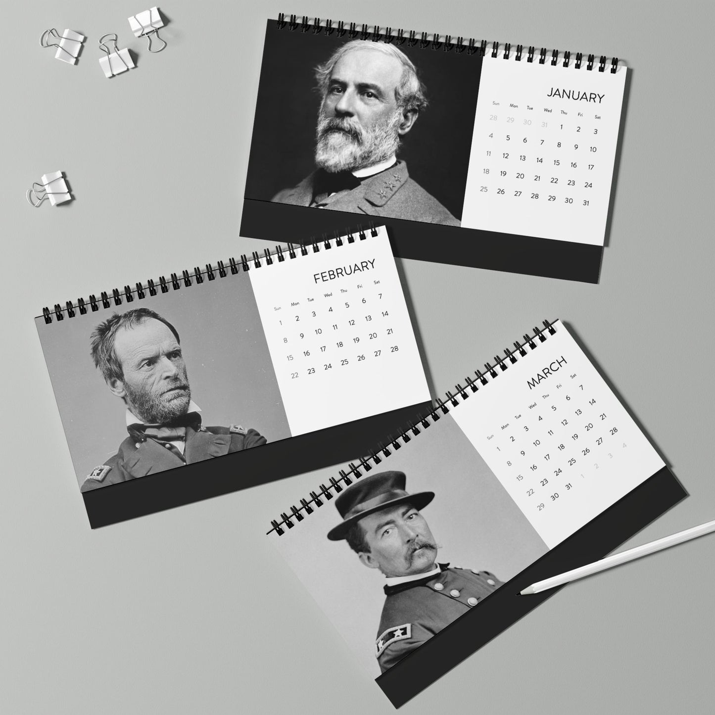 Birthdays of Civil War Generals 2026 Desktop Calendar
