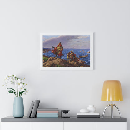 Leif Erikson Discovers America Framed Painting Poster