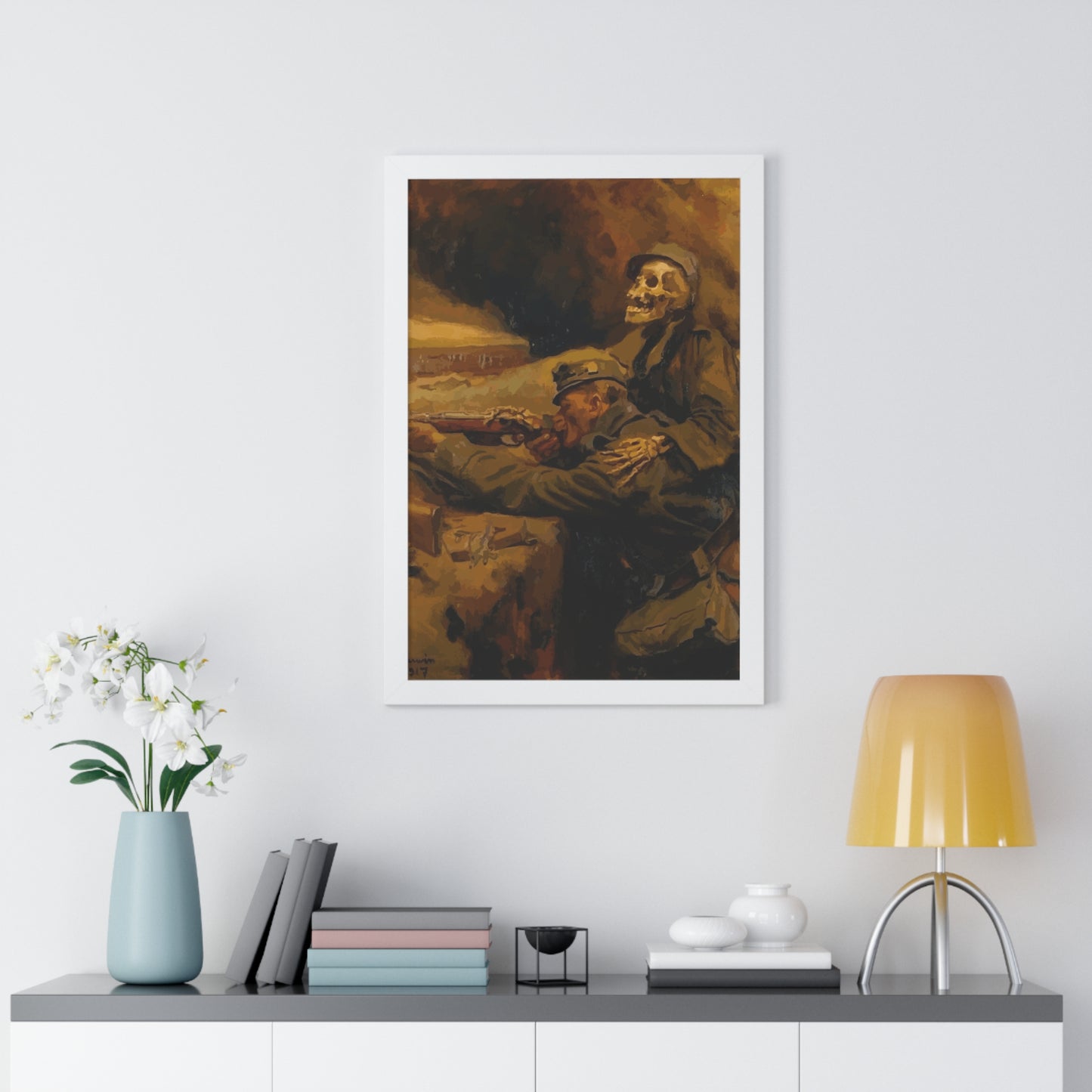 Death and the Soldier Framed Painting Poster