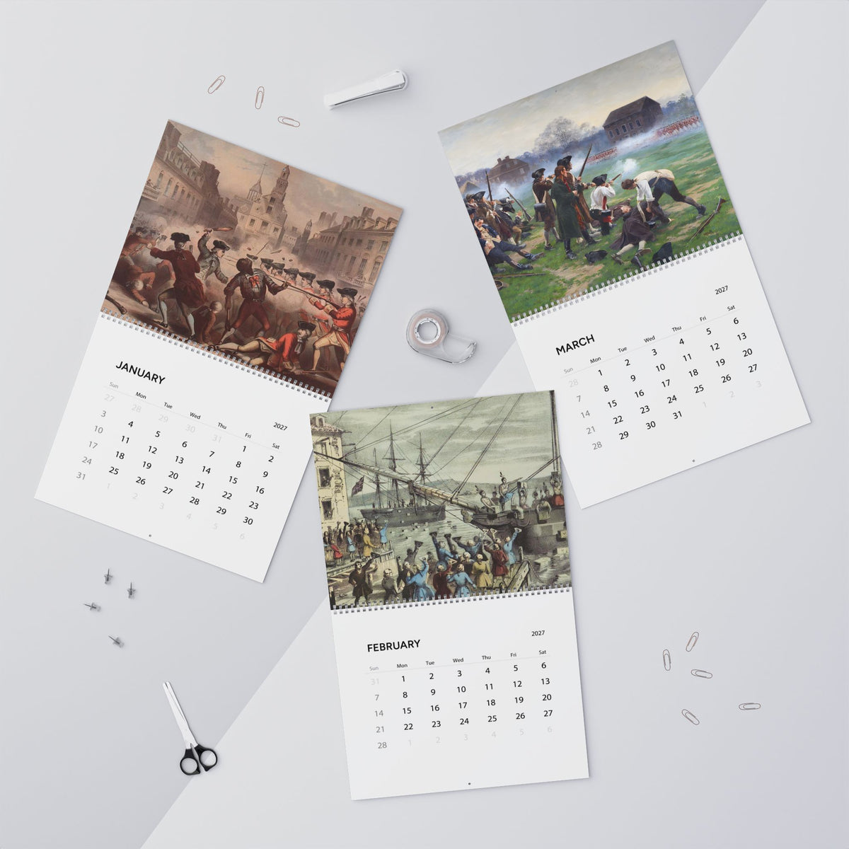 Historical Paintings Wall Calendar 2027 — American Revolution Art Calendar