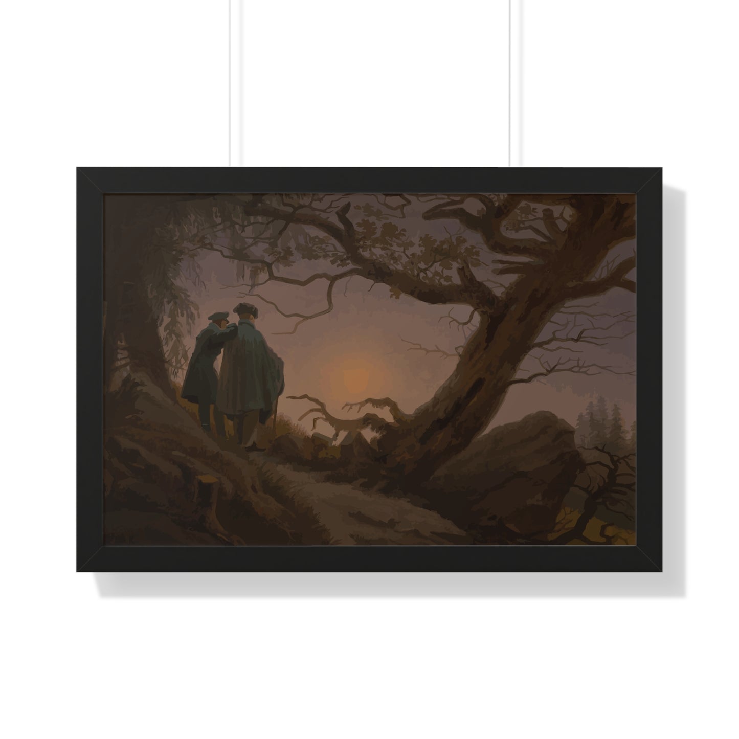 Historical Two Men Contemplating the Moon Framed Painting Poster