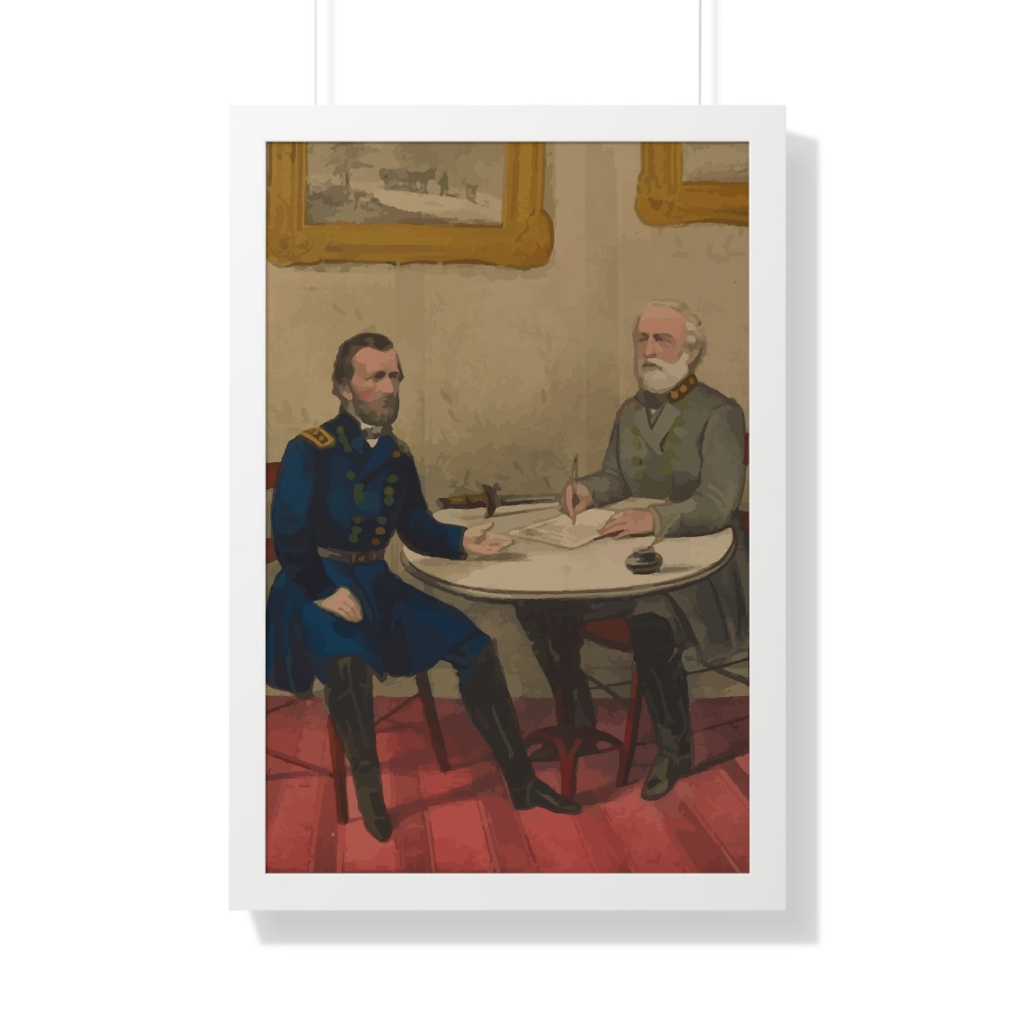 Robert E. Lee's Surrender at Appomattox Framed Painting Poster