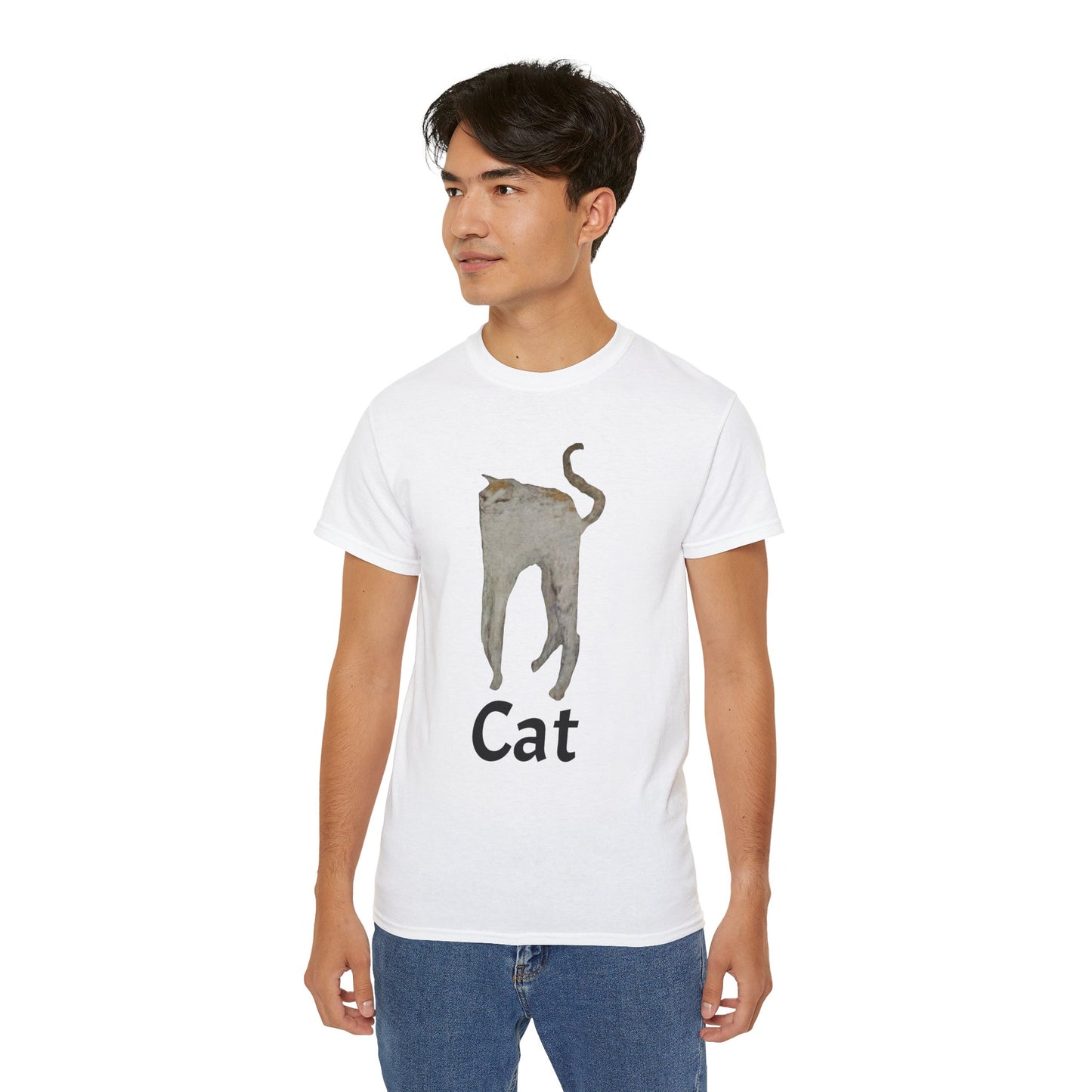 The White Cat Cutout Painting Unisex Ultra Cotton Shirt