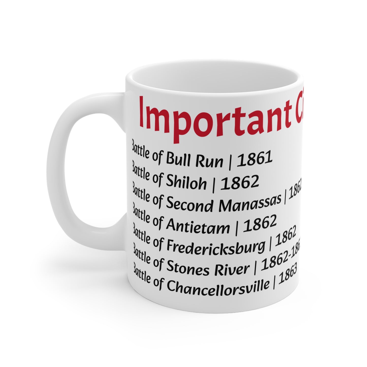 Civil War History Mug with Battle Dates for History Enthusiasts