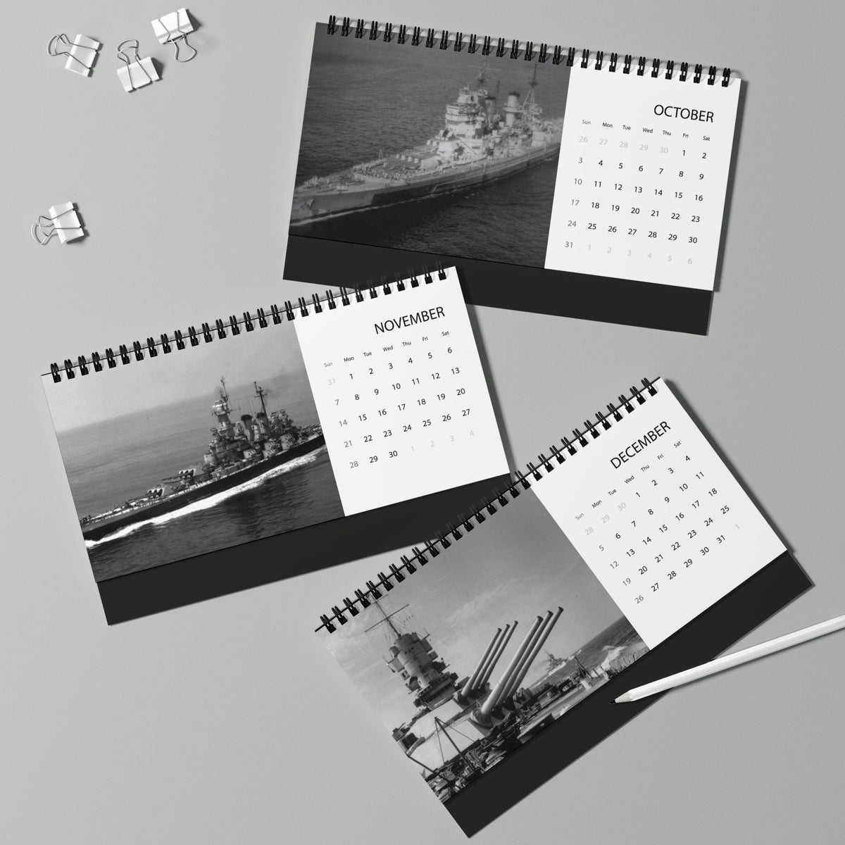 World War II Battleships 2027 Desktop Calendar