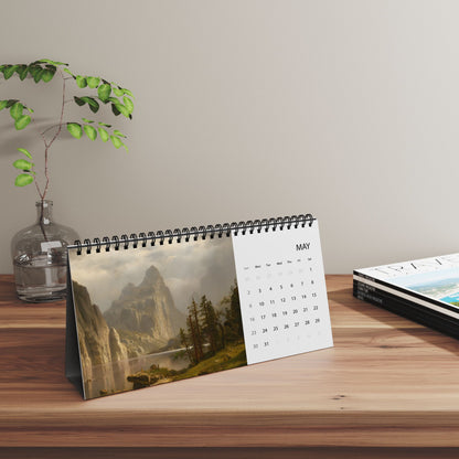 2027 Landscape Desk Calendar — Scenic Grid Desktop Calendar with Monthly Dates