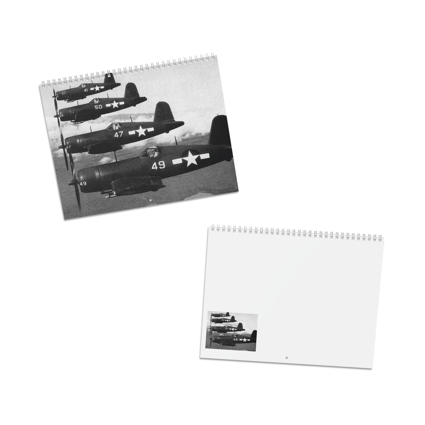Vintage WW2 Black & White Aircraft 2027 Wall Calendar