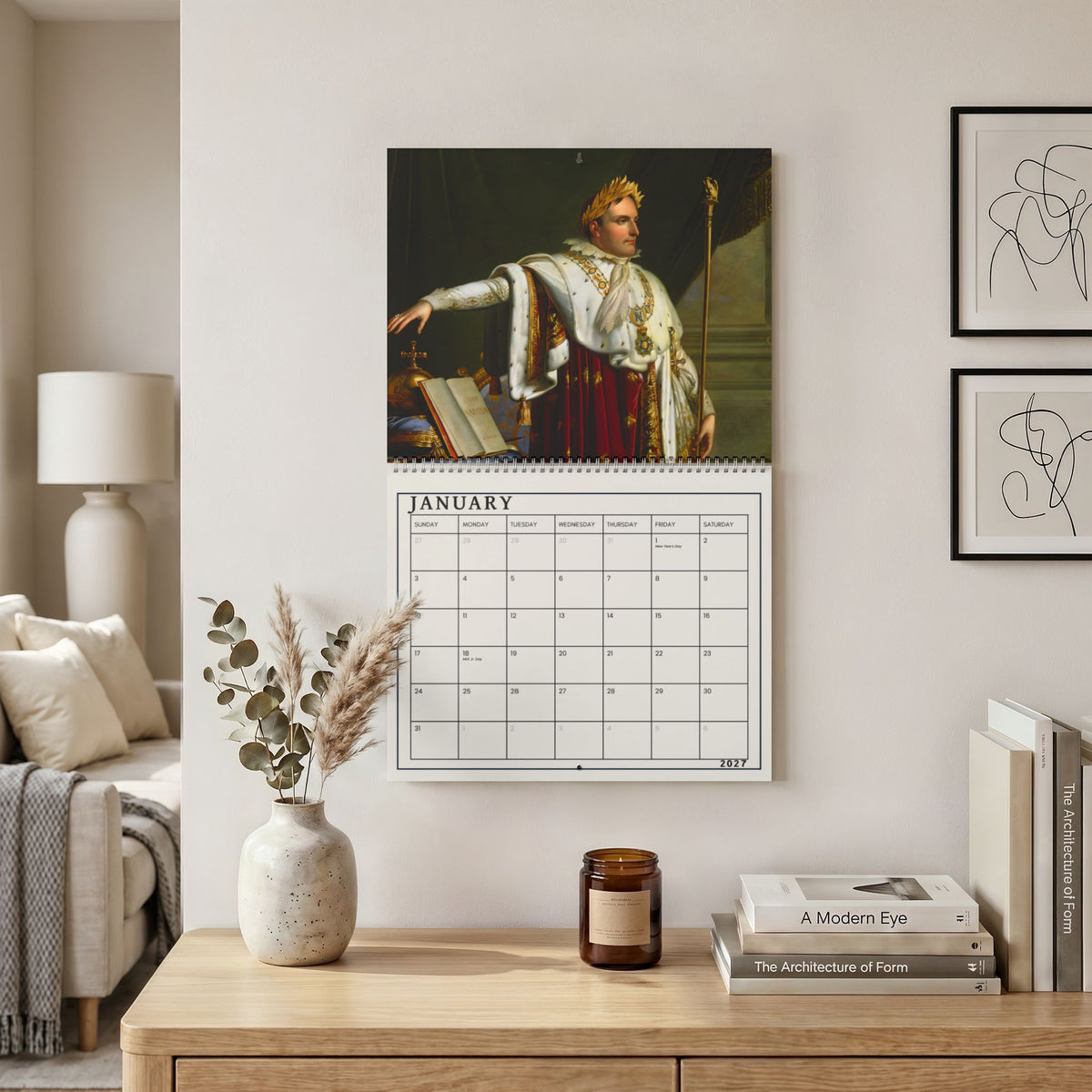 Historical Art Wall Calendar — Napoleon Portraits Monthly Calendar