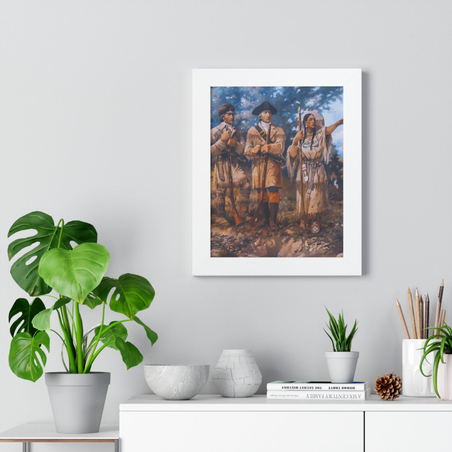 Meriwether Lewis, William Clark, and Sacagawea Framed Painting Poster