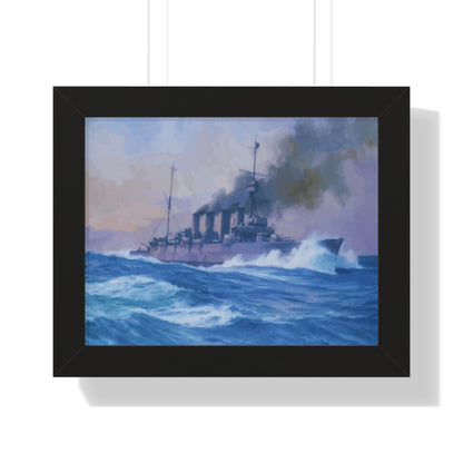 HMS Southampton at the Battle of Jutland Framed Painting Poster