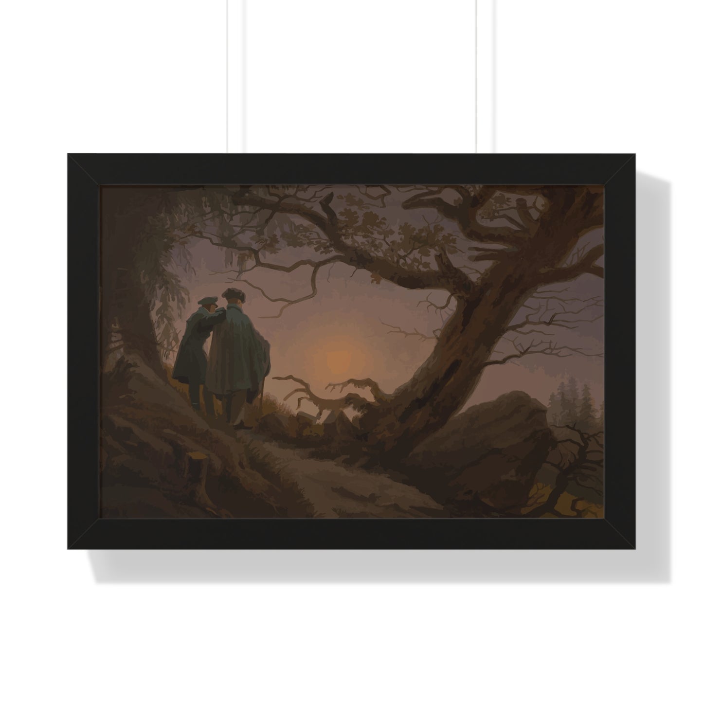 Historical Two Men Contemplating the Moon Framed Painting Poster